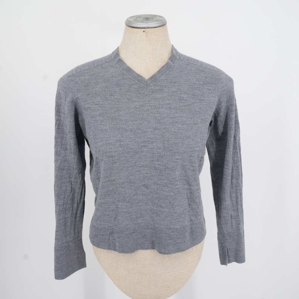 COS Wool V-Neck Sweater Women Medium Gray Long Sleeve Minimalist Knit